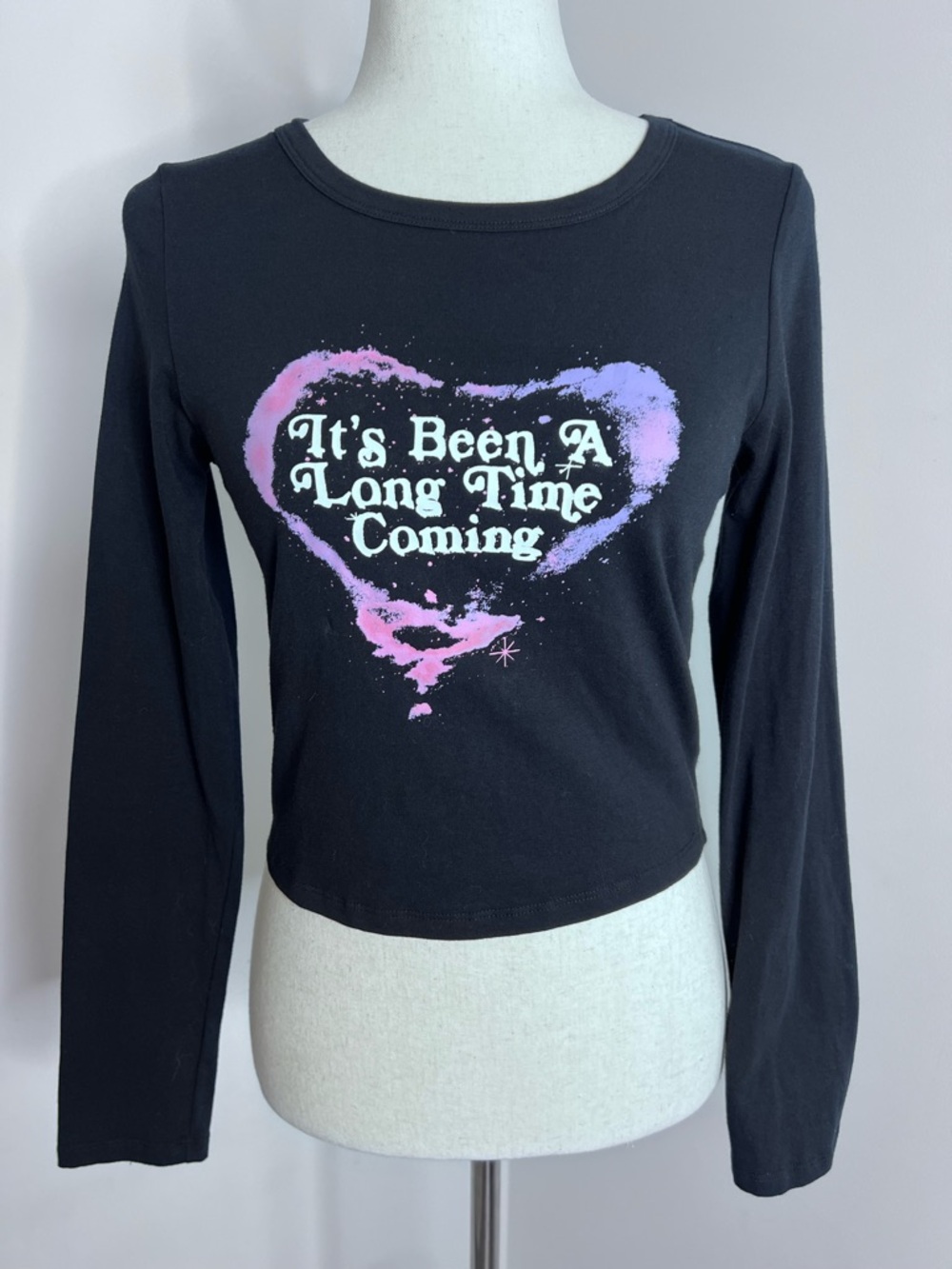 Taylor Swift Lover Womens M Its Been A Long Time Coming Crop Long Sleeve Shirt